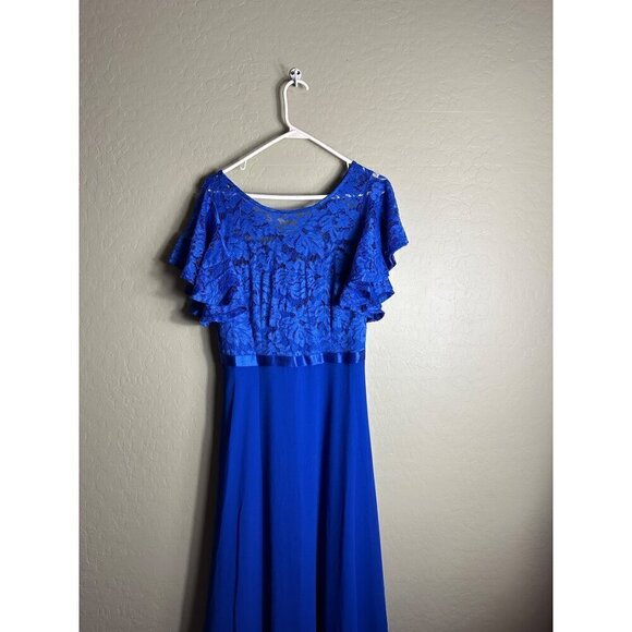 NWT Dress Tells Blue Fancy Formal Maxi Dress Lace Size Large - Picture 2 of 4